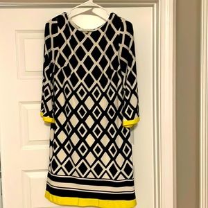 Eliza J Size 8 Navy Blue/White Pattern swing dress